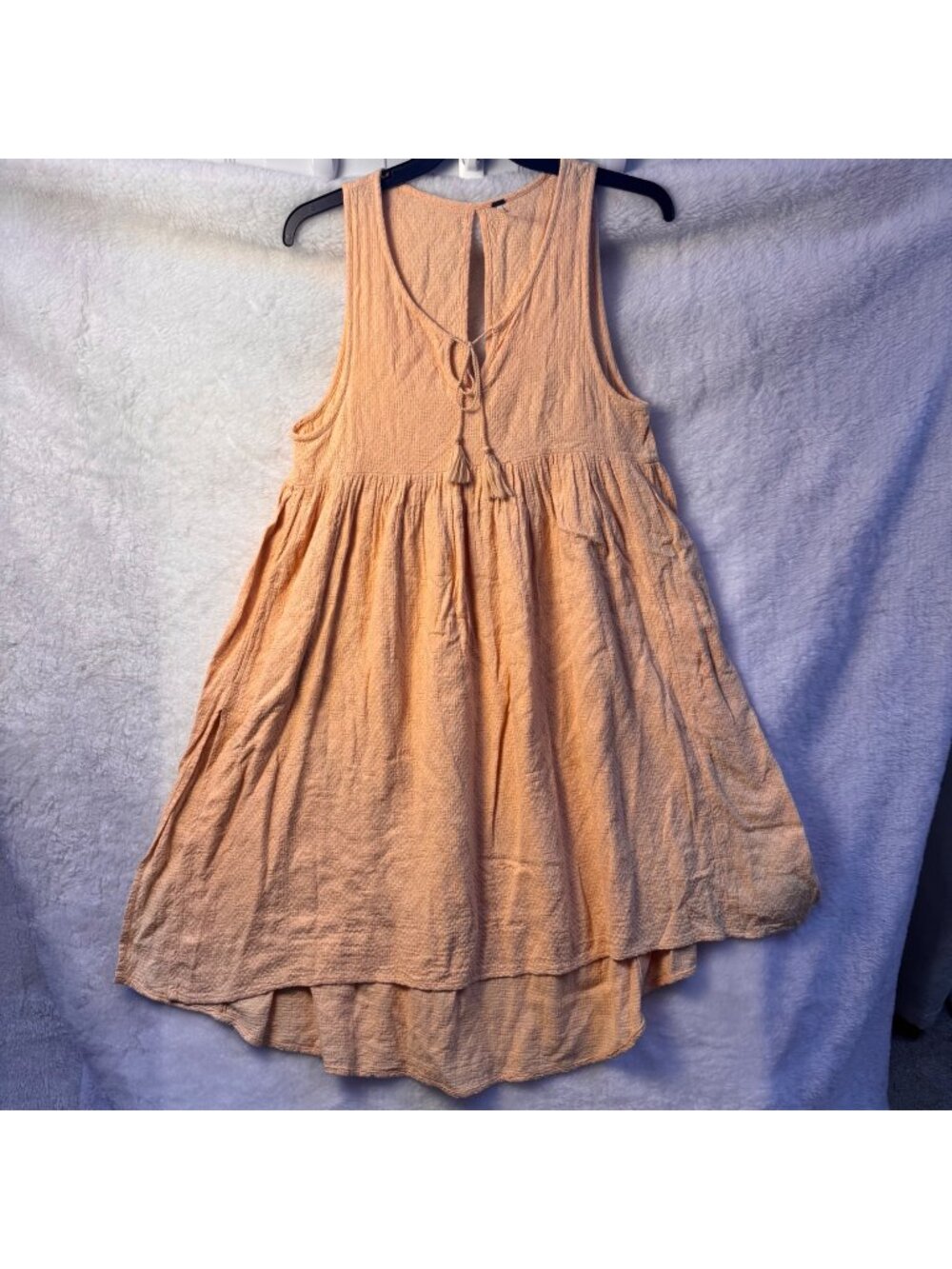 Free People small Perfect Day Extreme Dress peach high low sleeveless cotton